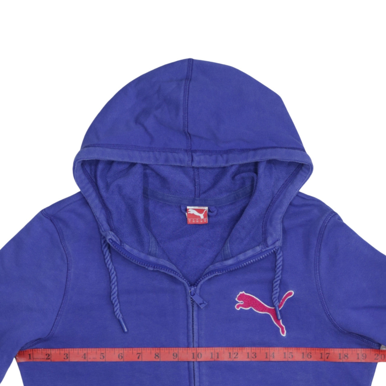 Puma Womens Blue Full Zip Hoodie UK 10 Classic Fit Logo Sportswear