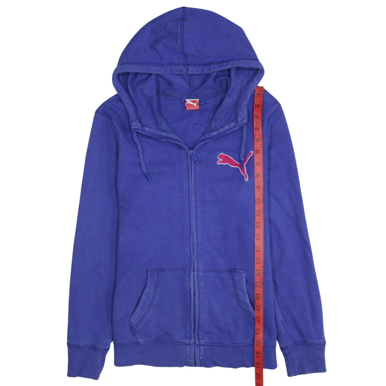 Puma Womens Blue Full Zip Hoodie UK 10 Classic Fit Logo Sportswear