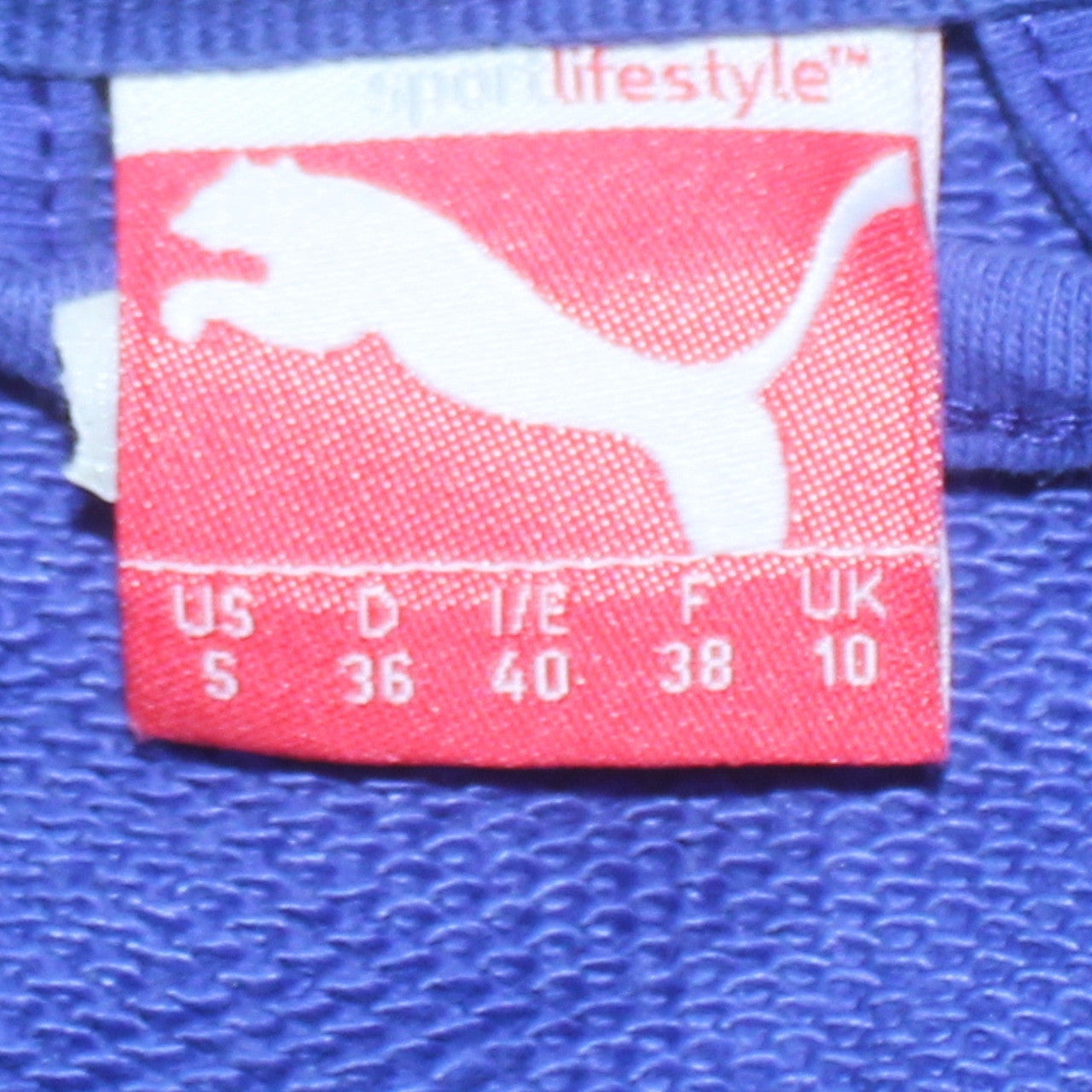 Puma Womens Blue Full Zip Hoodie UK 10 Classic Fit Logo Sportswear