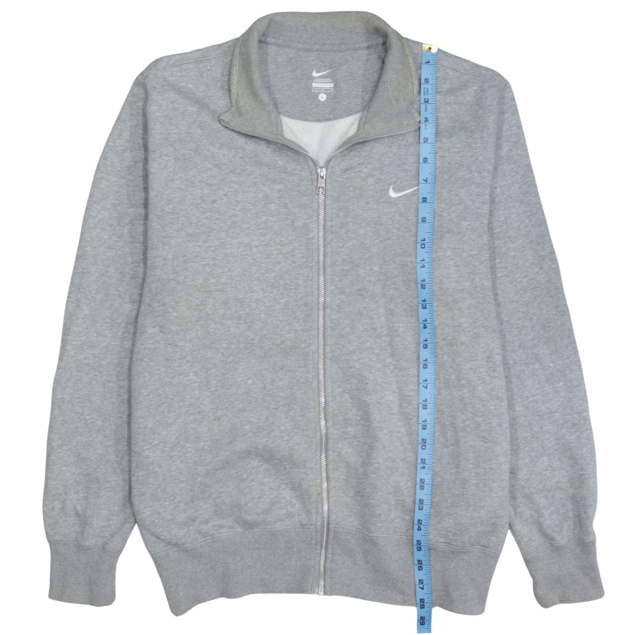 Nike Men's Grey Full Zip Sweatshirt L Cotton Blend Sportswear