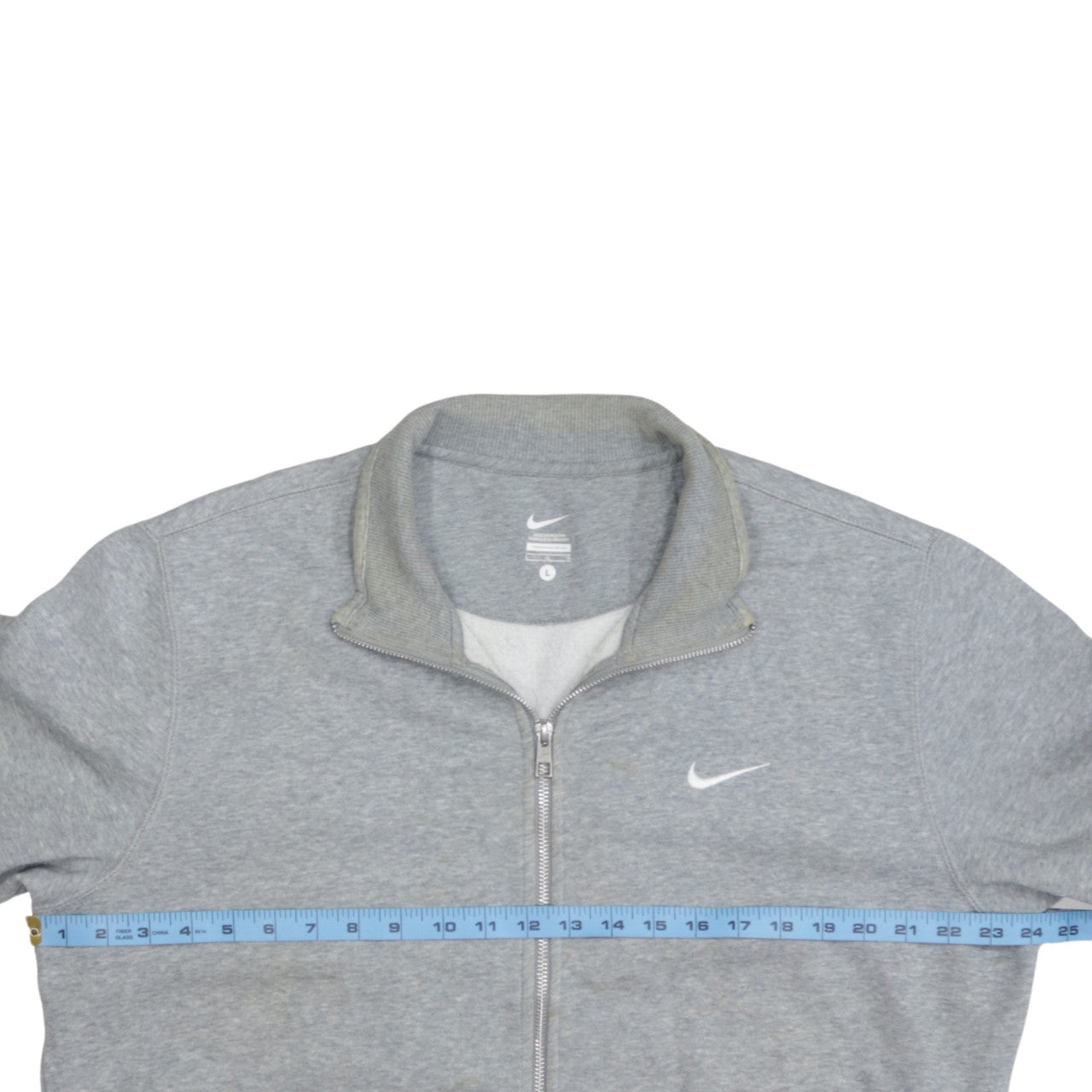 Nike Men's Grey Full Zip Sweatshirt L Cotton Blend Sportswear