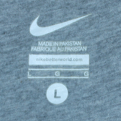 Nike Men's Grey Full Zip Sweatshirt L Cotton Blend Sportswear