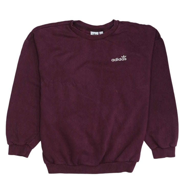 Adidas Womens Burgundy Crew Neck Pullover Sweatshirt UK 10