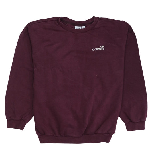 Adidas Womens Burgundy Crew Neck Pullover Sweatshirt UK 10