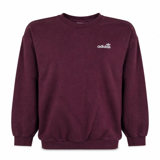 Front view of Adidas women’s burgundy crew neck pullover sweatshirt uk 10