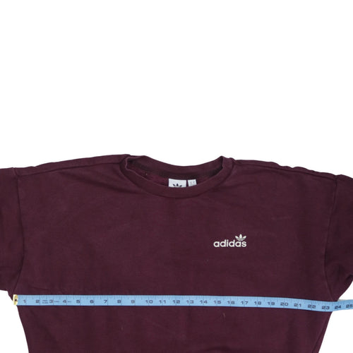 Adidas Womens Burgundy Crew Neck Pullover Sweatshirt UK 10