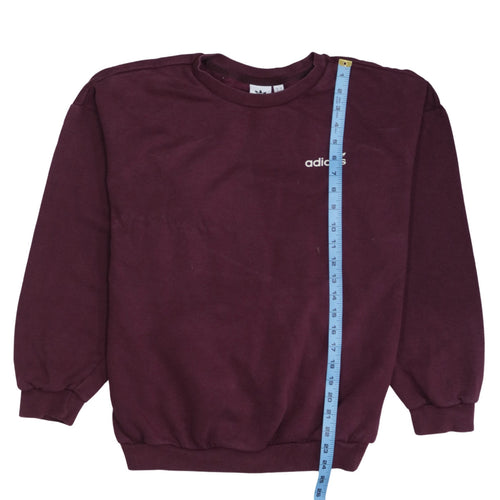 Adidas Womens Burgundy Crew Neck Pullover Sweatshirt UK 10