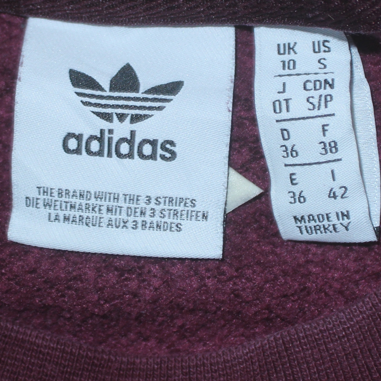 Adidas Womens Burgundy Crew Neck Pullover Sweatshirt UK 10