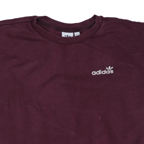 Adidas Womens Burgundy Crew Neck Pullover Sweatshirt UK 10