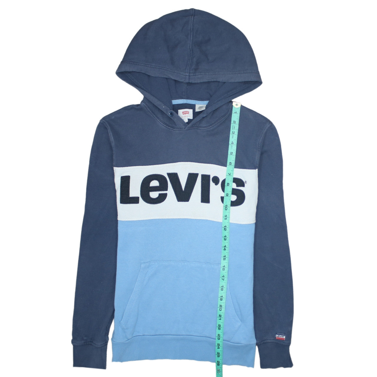 Levi's Womens Blue Logo Pullover Hoodie Size S Cotton Casual