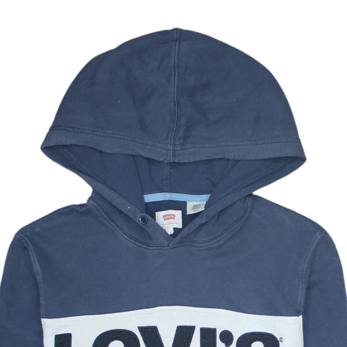 Levi's Womens Blue Logo Pullover Hoodie Size S Cotton Casual