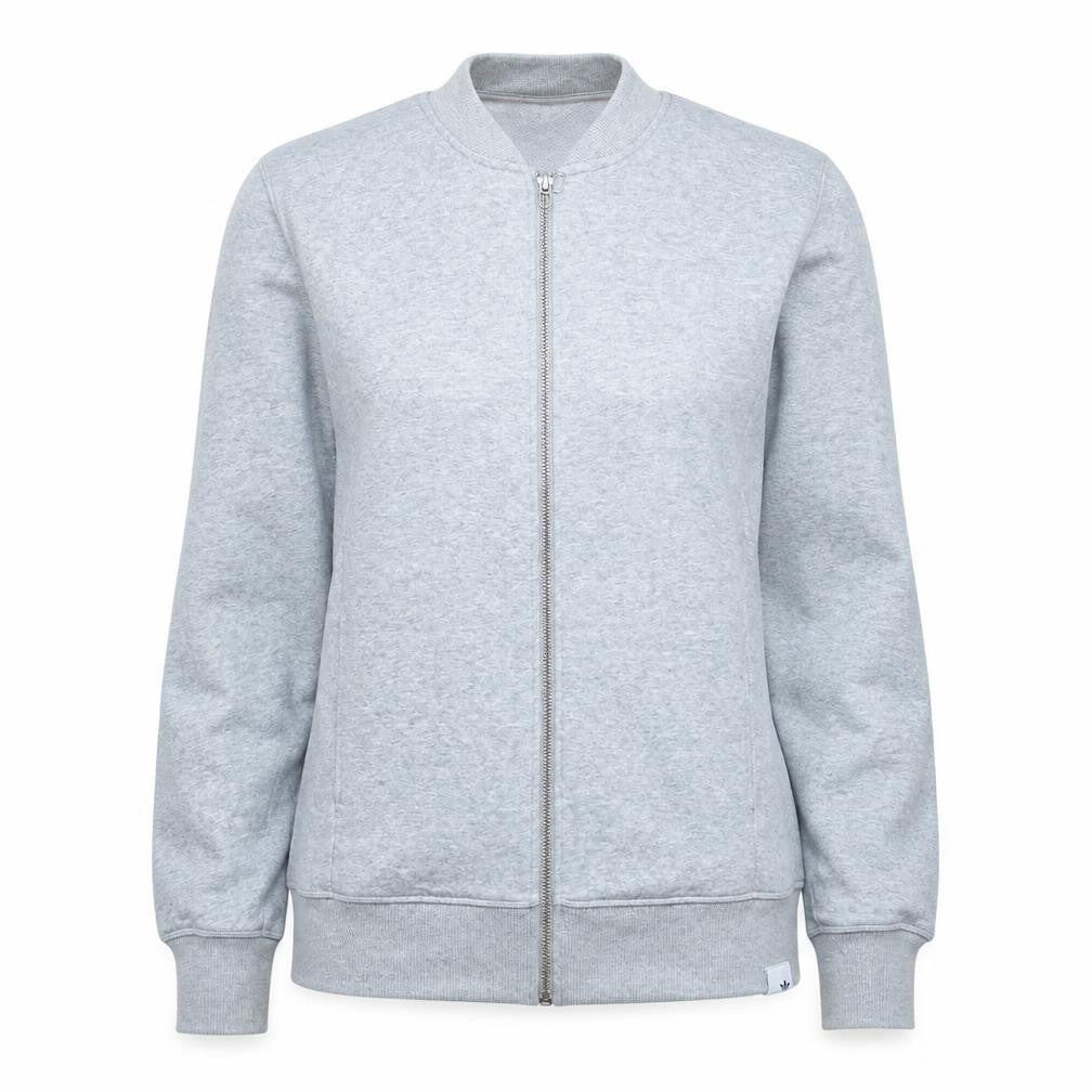 Front view of Adidas women’s grey full zip sweatshirt xs classic zip jacket