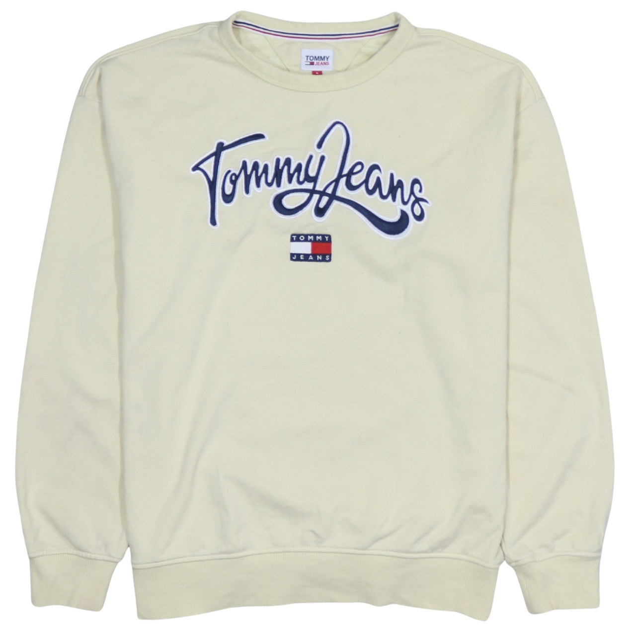 Tommy Jeans Men's Beige Embroidered Logo Sweatshirt L Regular Fit