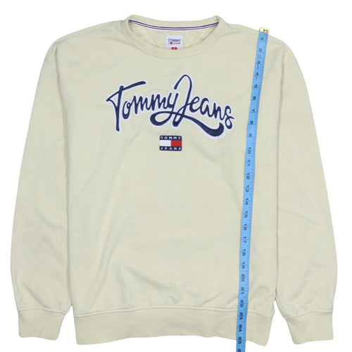 Tommy Jeans Men's Beige Embroidered Logo Sweatshirt L Regular Fit