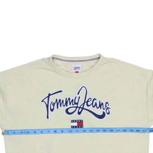 Tommy Jeans Men's Beige Embroidered Logo Sweatshirt L Regular Fit