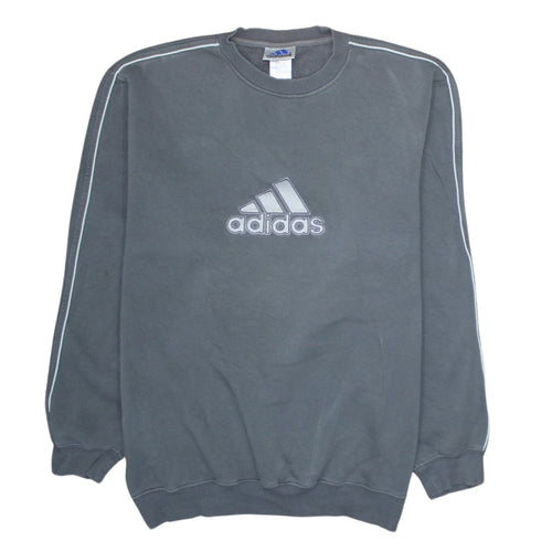 Adidas Men's Grey Pullover Sweatshirt Size L Embroidered Logo Sportswear