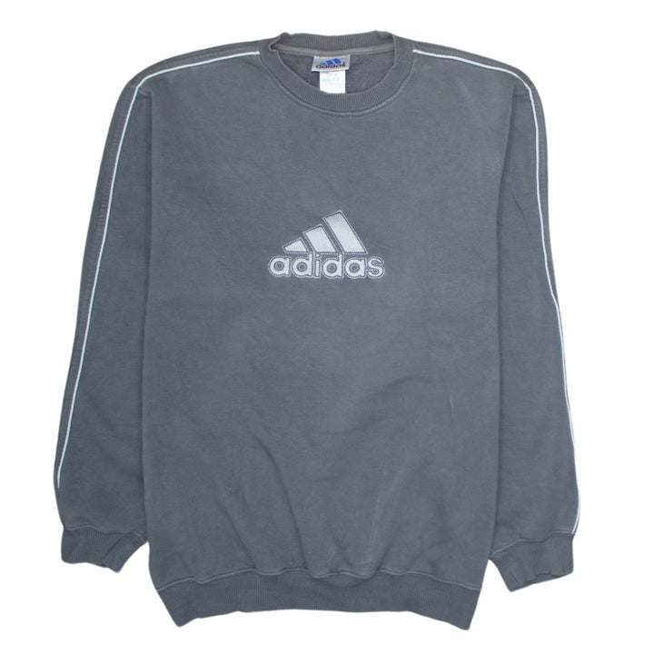 Adidas Men's Grey Pullover Sweatshirt Size L Embroidered Logo Sportswear