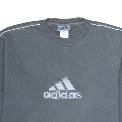 Adidas Men's Grey Pullover Sweatshirt Size L Embroidered Logo Sportswear
