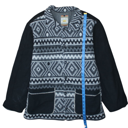Systeme Nouveau Women's Grey Aztec Fleece Button Jacket Size M
