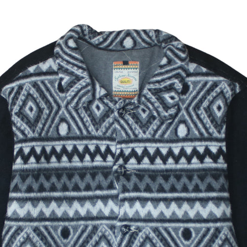 Systeme Nouveau Women's Grey Aztec Fleece Button Jacket Size M