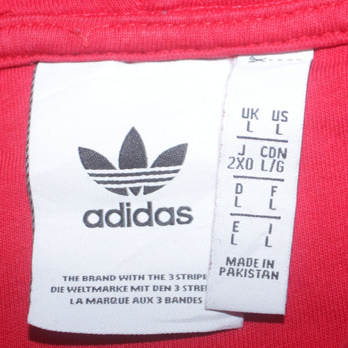 adidas Men's Red Pullover Hoodie Size L Embroidered Logo