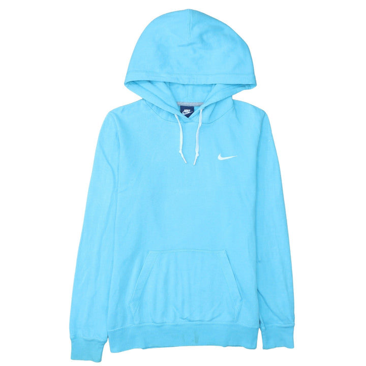 Nike Women Blue Pullover Hoodie Size L Cotton Blend Sweatshirt