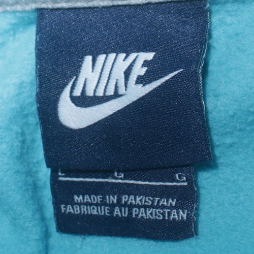 Nike Women Blue Pullover Hoodie Size L Cotton Blend Sweatshirt