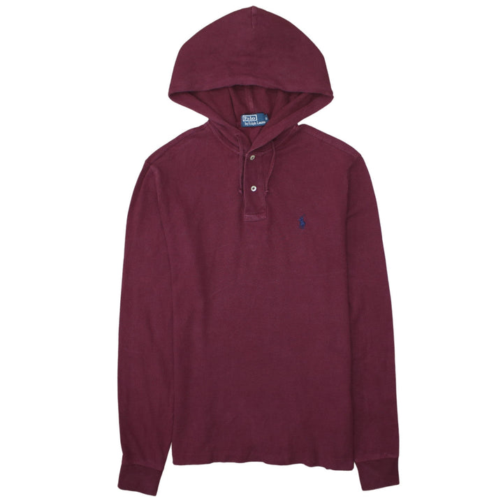 Ralph Lauren Men's Red Henley Hoodie Small Long Sleeve Classic Cotton