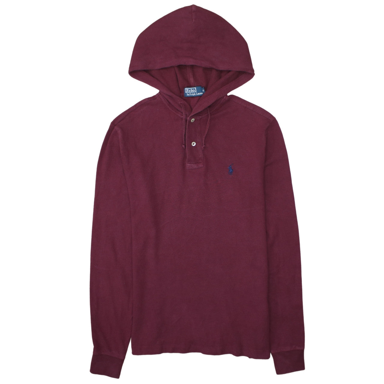 Ralph Lauren Men's Red Henley Hoodie Small Long Sleeve Classic Cotton