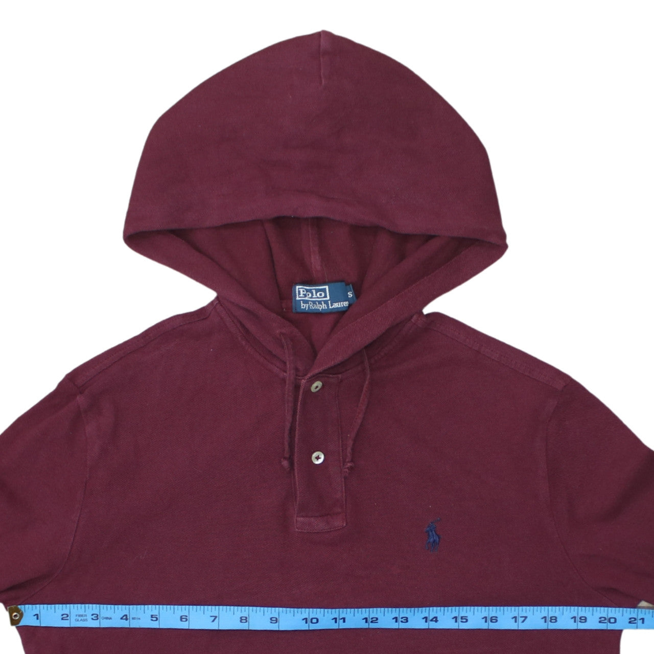 Ralph Lauren Men's Red Henley Hoodie Small Long Sleeve Classic Cotton