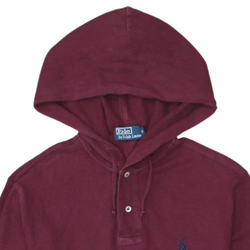 Ralph Lauren Men's Red Henley Hoodie Small Long Sleeve Classic Cotton