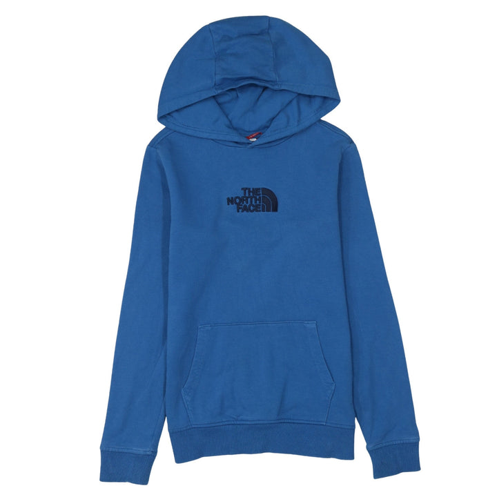 The North Face Boys Blue Pullover Hoodie L/G 100% Cotton Logo Hooded Sweatshirt
