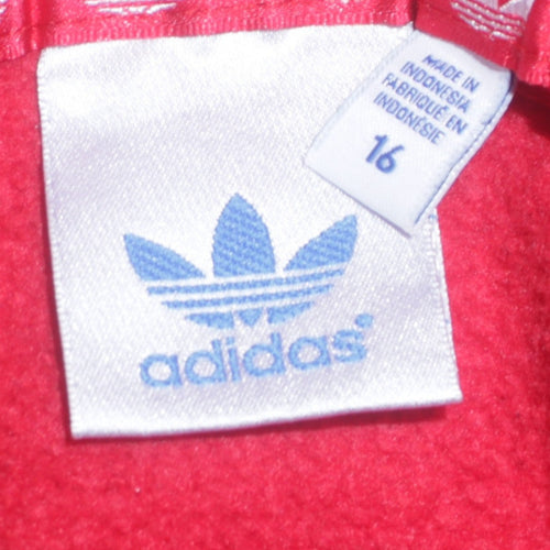 Adidas Womens Red Long Sleeve Pullover Hoodie Size 16