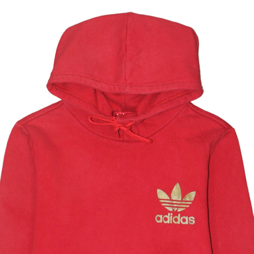 Adidas Womens Red Long Sleeve Pullover Hoodie Size 16