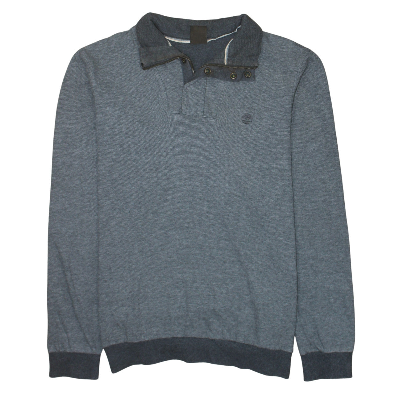 Timberland Men Grey Henley Sweatshirt L Regular Fit Cotton