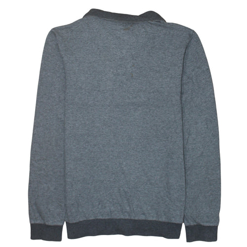 Timberland Men Grey Henley Sweatshirt L Regular Fit Cotton