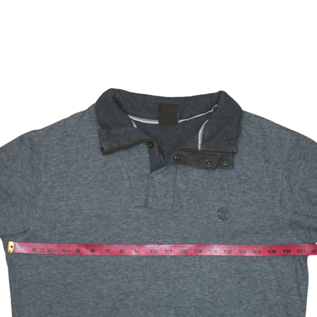Timberland Men Grey Henley Sweatshirt L Regular Fit Cotton