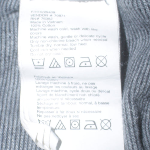 Timberland Men Grey Henley Sweatshirt L Regular Fit Cotton