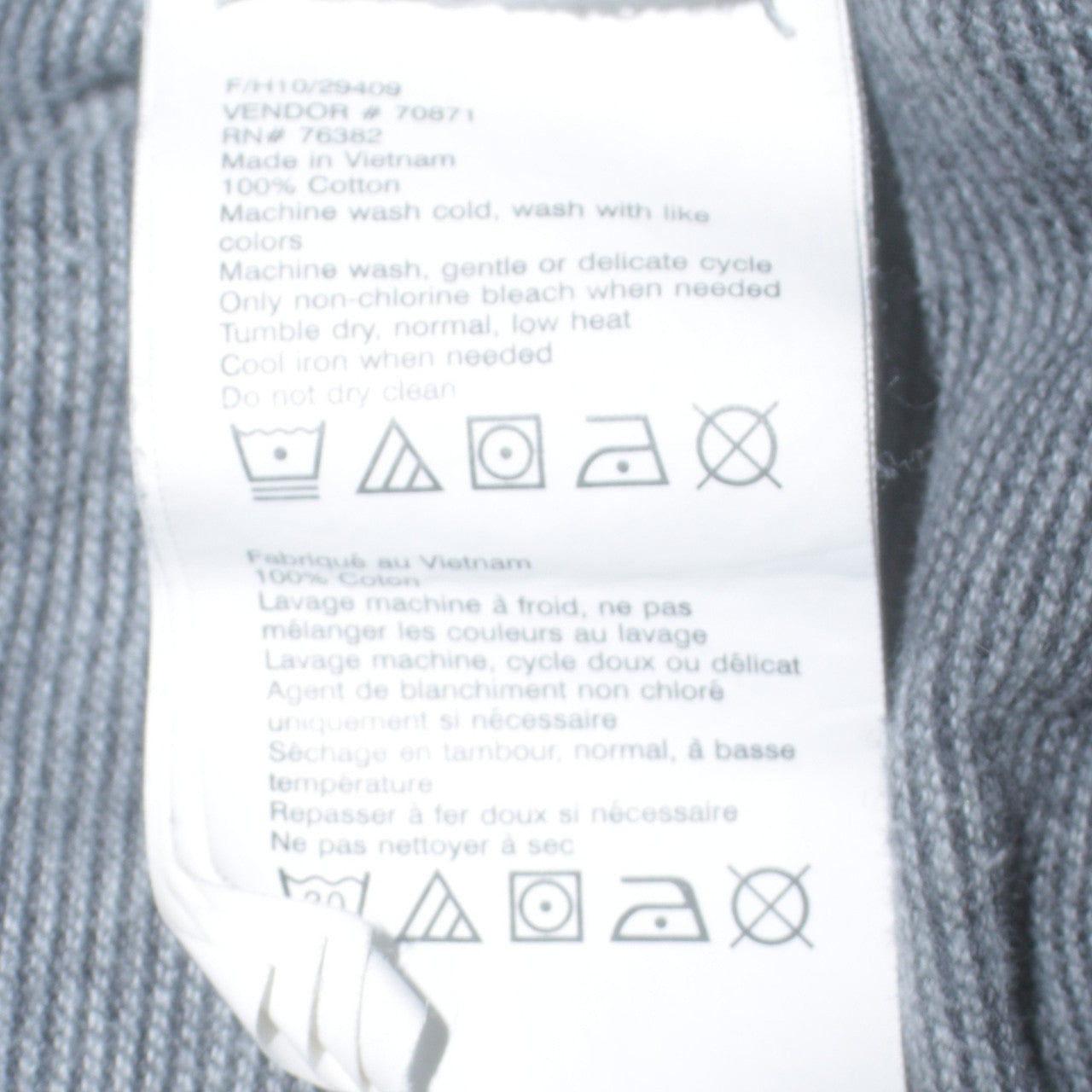 Timberland Men Grey Henley Sweatshirt L Regular Fit Cotton
