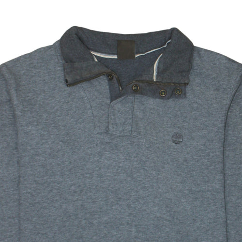 Timberland Men Grey Henley Sweatshirt L Regular Fit Cotton
