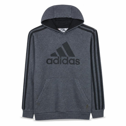 Adidas Boys Grey Hooded Pullover Hoodie 11-12 Years Logo Print