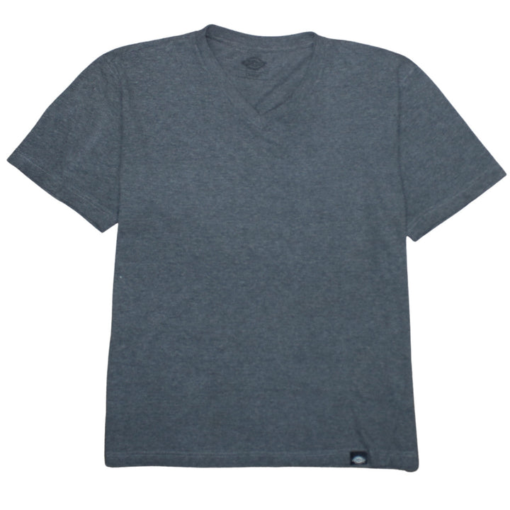 Dickies Men Grey V-Neck Short Sleeve Cotton Blend T-Shirt Size L