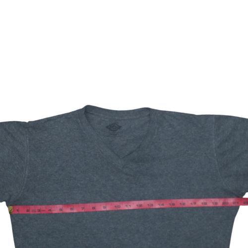 Dickies Men Grey V-Neck Short Sleeve Cotton Blend T-Shirt Size L
