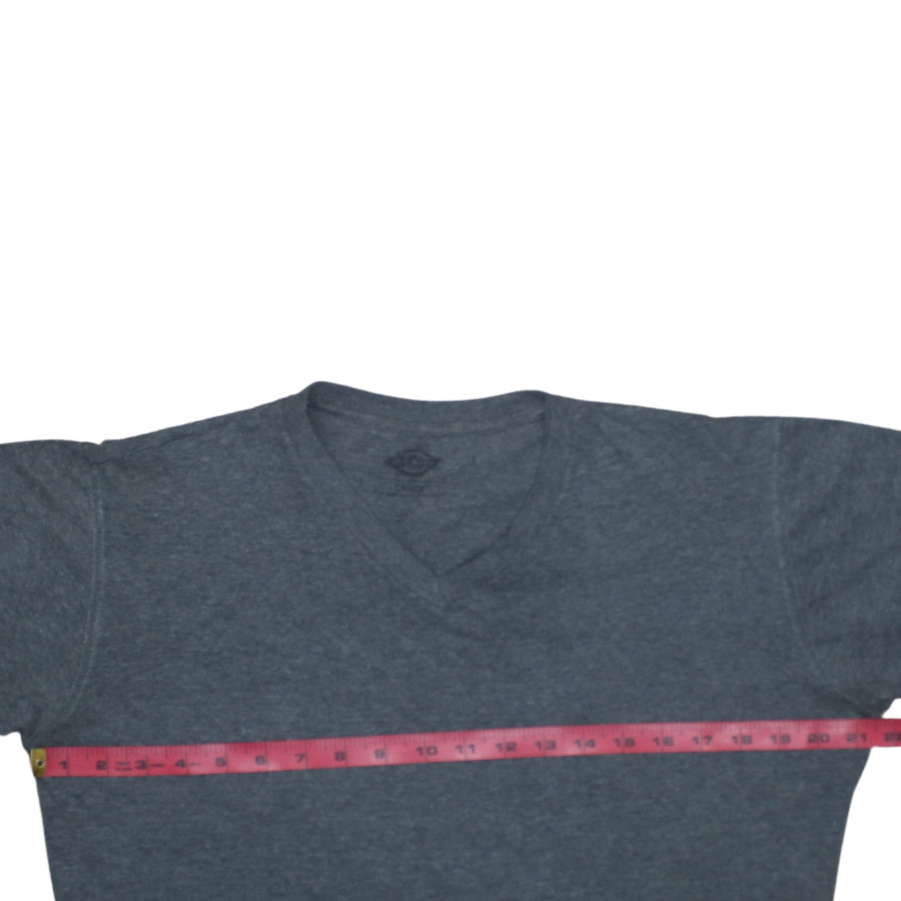 Dickies Men Grey V-Neck Short Sleeve Cotton Blend T-Shirt Size L