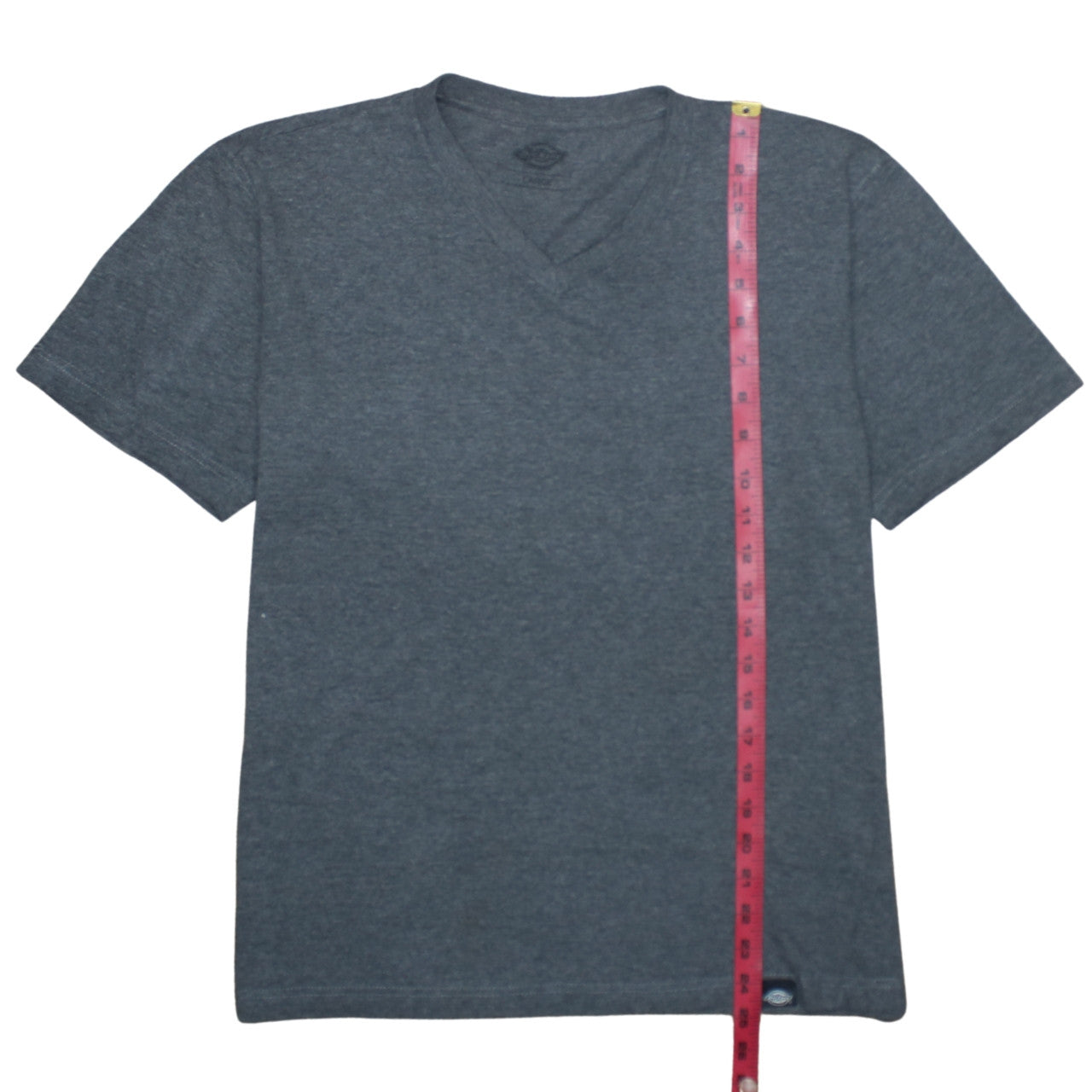 Dickies Men Grey V-Neck Short Sleeve Cotton Blend T-Shirt Size L