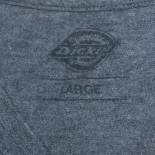 Dickies Men Grey V-Neck Short Sleeve Cotton Blend T-Shirt Size L