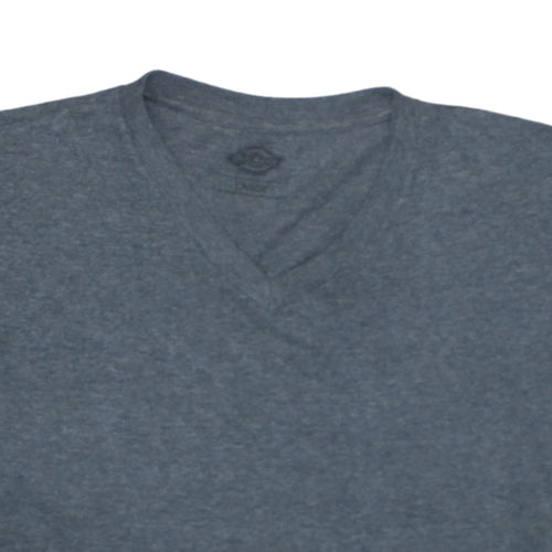 Dickies Men Grey V-Neck Short Sleeve Cotton Blend T-Shirt Size L