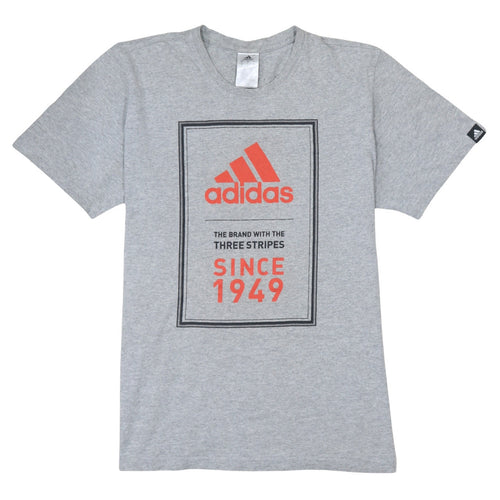 Adidas Men’s Grey Graphic Logo T-Shirt Size L Regular Fit Sports Tee