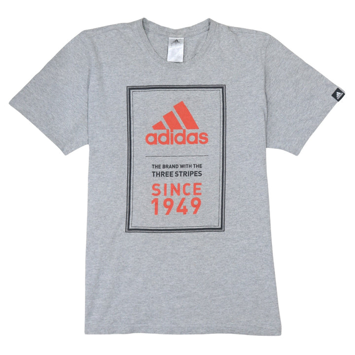 Adidas Men’s Grey Graphic Logo T-Shirt Size L Regular Fit Sports Tee