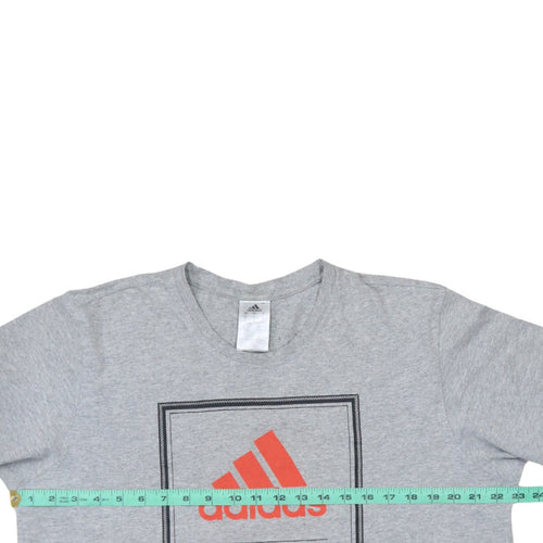 Adidas Men’s Grey Graphic Logo T-Shirt Size L Regular Fit Sports Tee